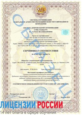 Образец сертификата соответствия Романовская Сертификат ISO 22000